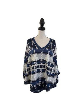 Southwestern Style Poncho V-Neck Artisan Crafted By Democracy Size Medium